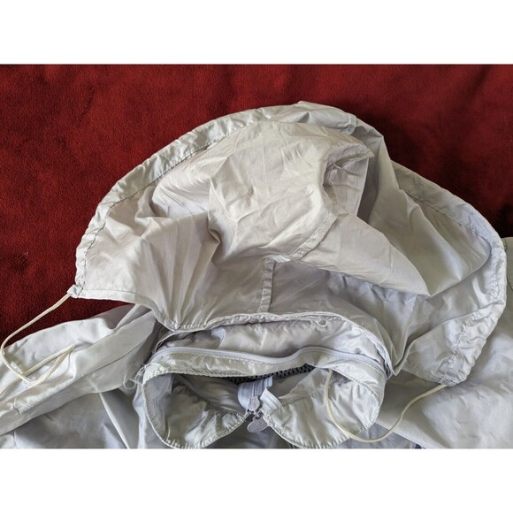 Vintage Adidas Windbreaker Track Jacket Trefoil Gray Women's Large 80s 90s Hood - Picture 9 of 11